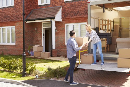 Packed moving boxes and furniture protection for a house removal service