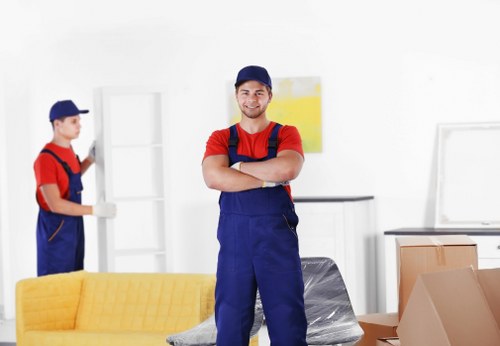 Removal team planning a move in a St Johns Wood residential street