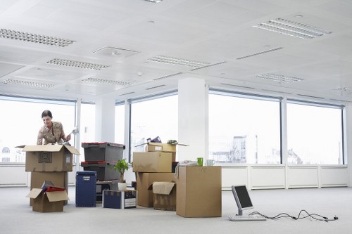 Packed boxes and furniture ready for domestic removals